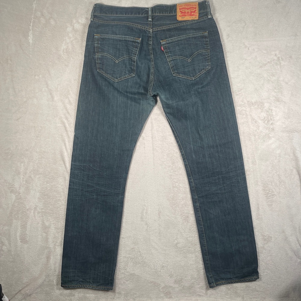 Levi's Jeans 501 Original Mens 33x32 Dark Wash Straight Leg Button Fly Denim